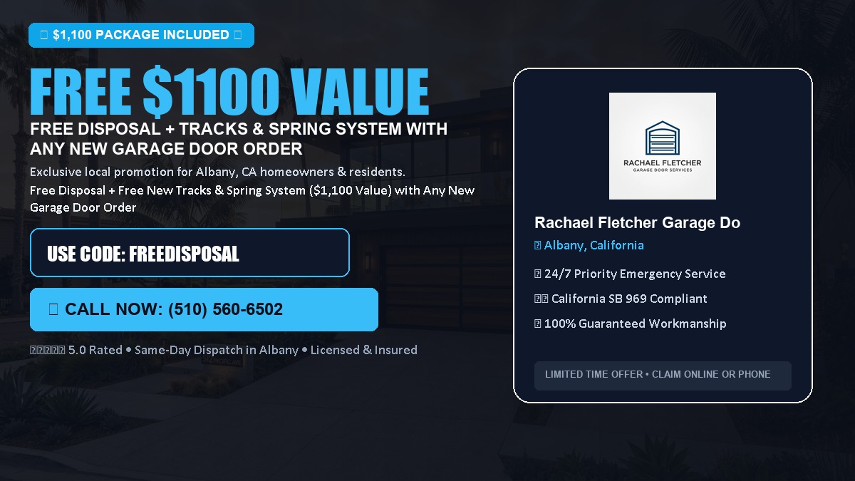 Free Disposal + Free New Tracks & Spring System with Any New Garage Door Order ($1100 Value) in Albany, CA