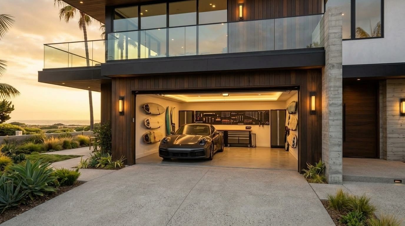 Rachael Fletcher Garage Door Services Garage Door Gliding Open Revealing Warm Illuminated Interior